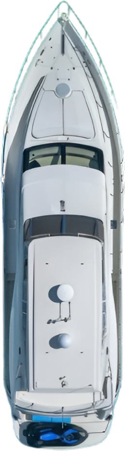 Top view of luxury yacht cruising through deep blue water